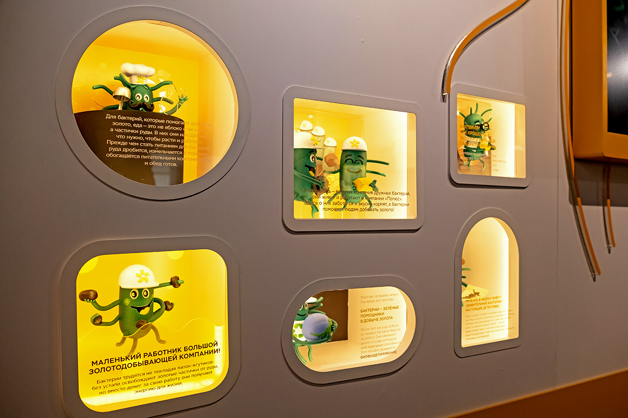 Стенд с бактериями в национальном цетнтре Россия от Полюса