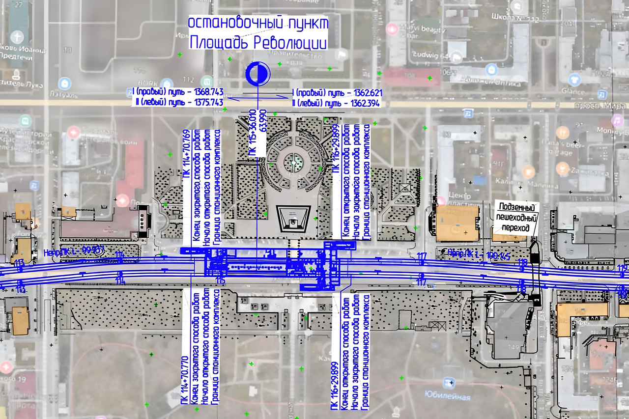 Схема проведения работ на площади Революции в Красноярске по строительству метро