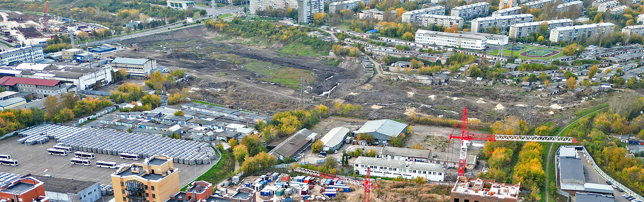 Вид сверху на территорию депо Красноярского метро