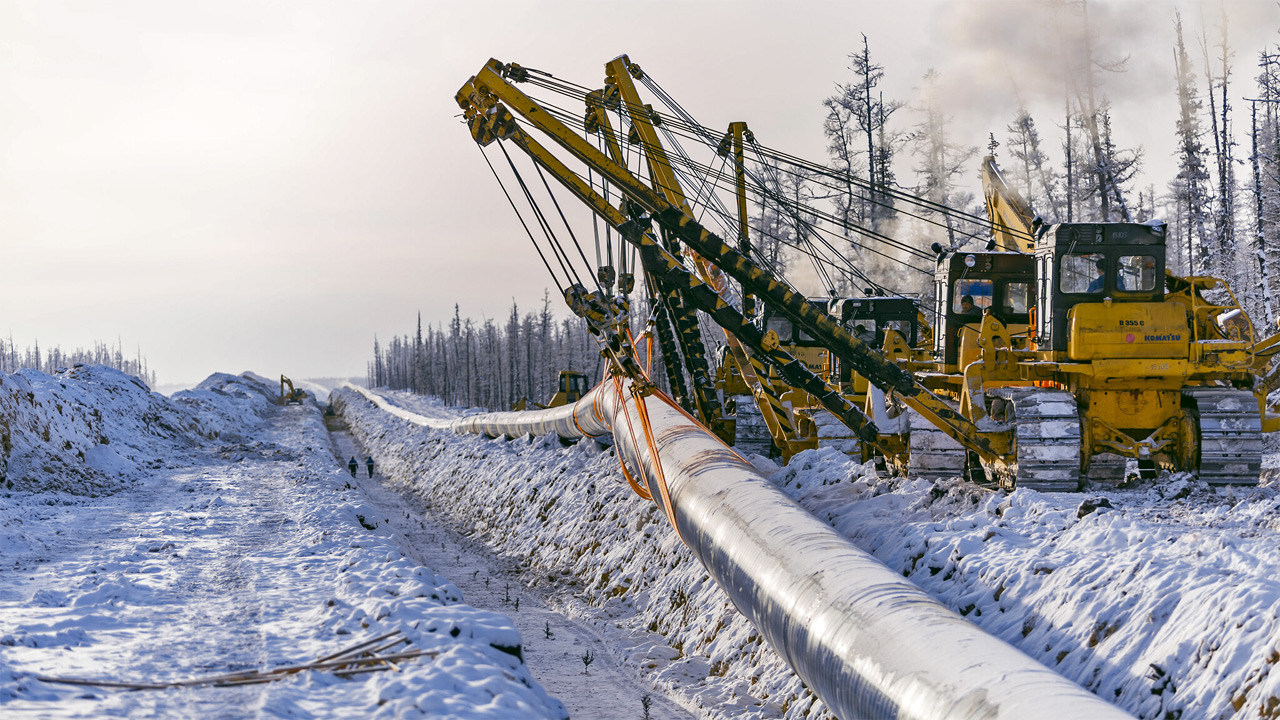 Строительство газопровода - зима