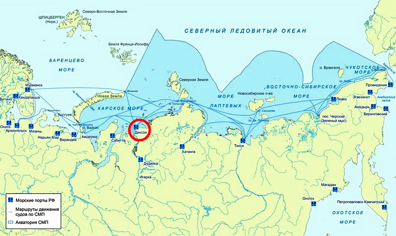 Карта Северного морского пути от Моского регистра России