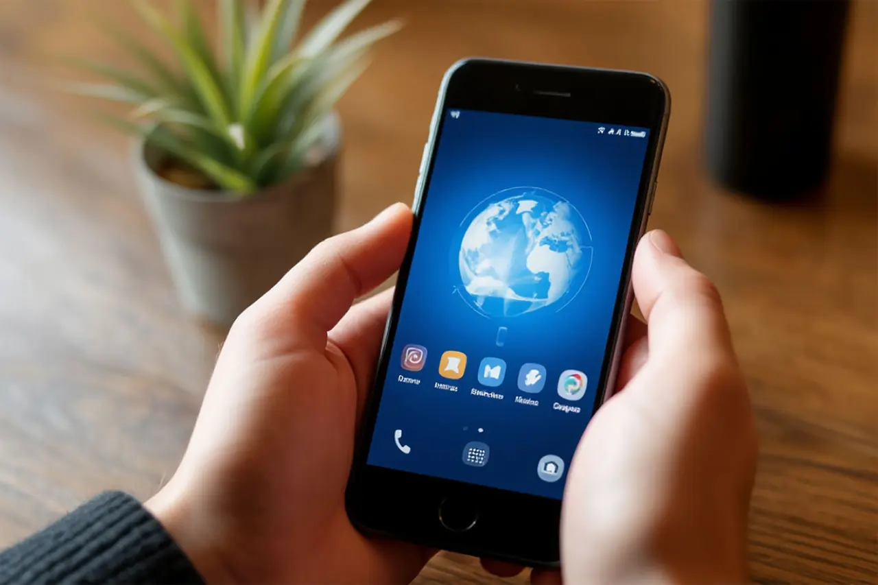 Человек со смартфоном