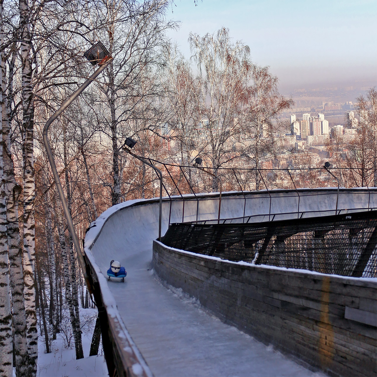 Санная траса Красноярск - вид на город