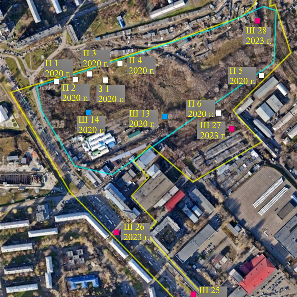 Спутниковый снимок обследованной территории на конечной станции Высотная и электродепо