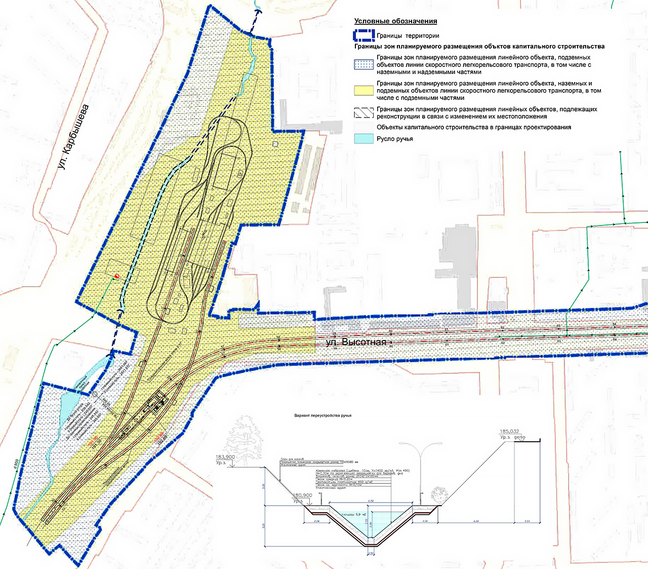 Общая схема конечной станции Высотная и электродепо Октябрьское в Красноярске