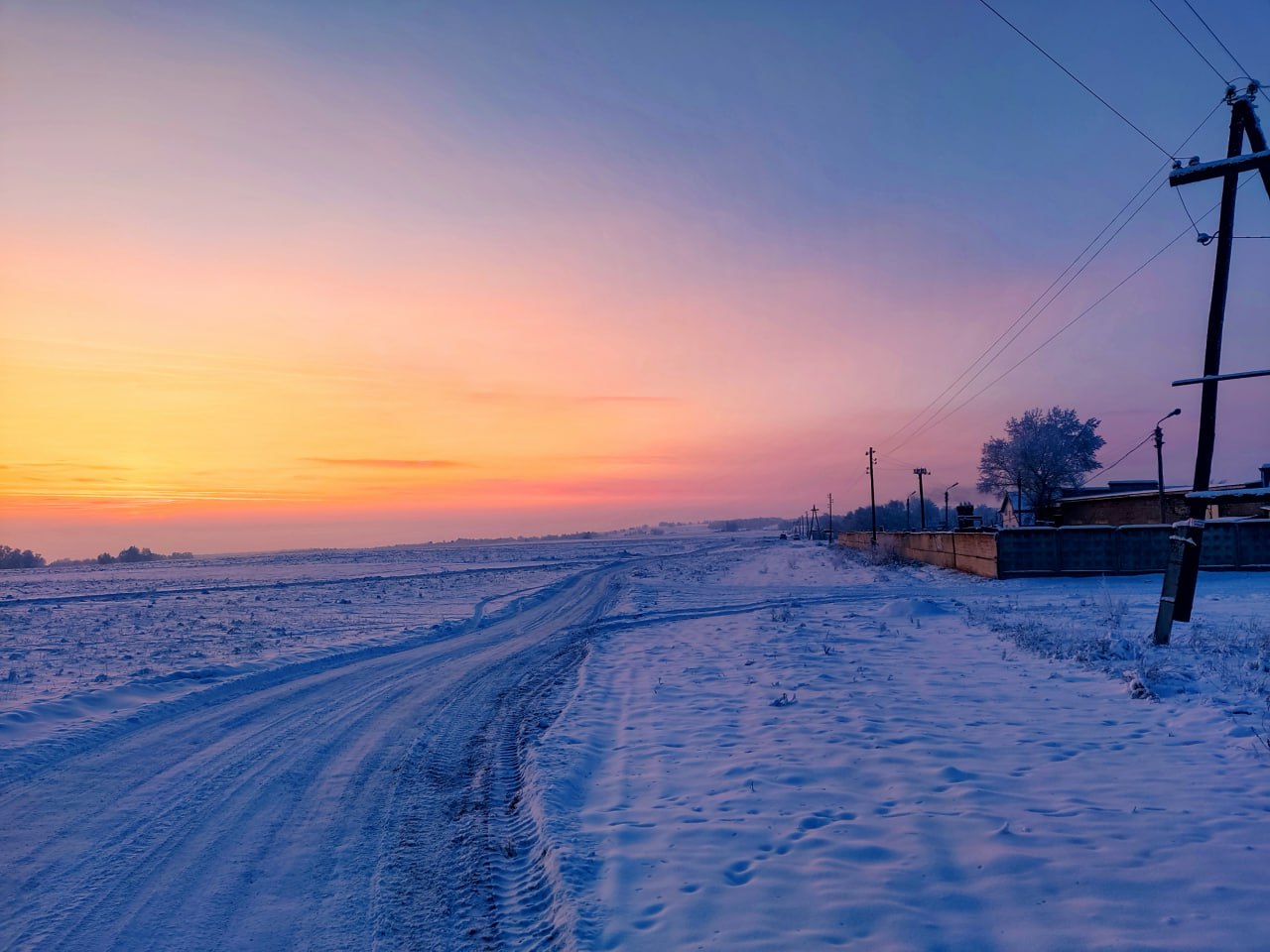 зимний пейзаж в деревне