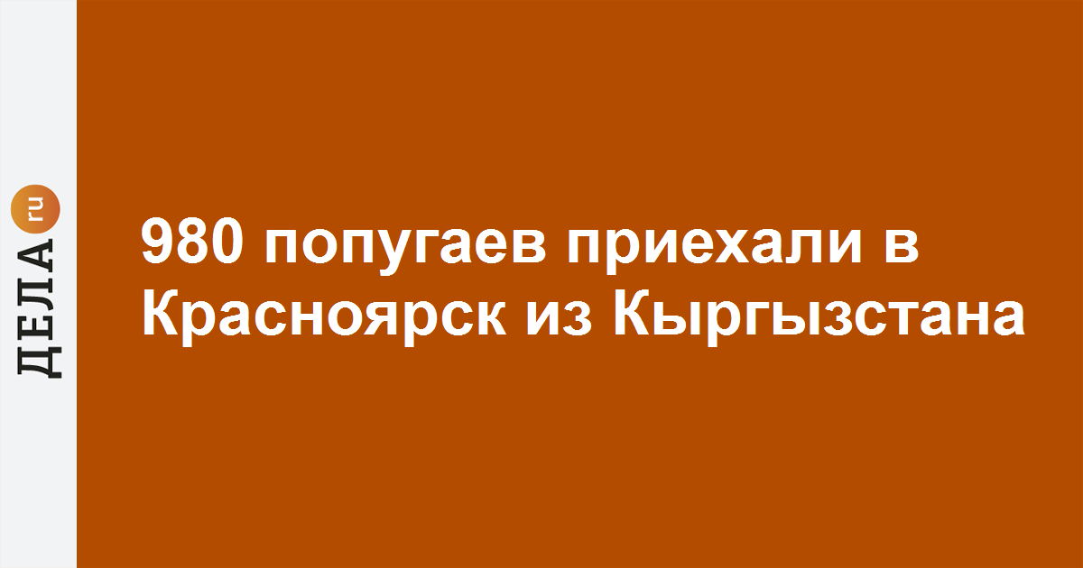 980 попугаев приехали в Красноярск из Кыргызстана